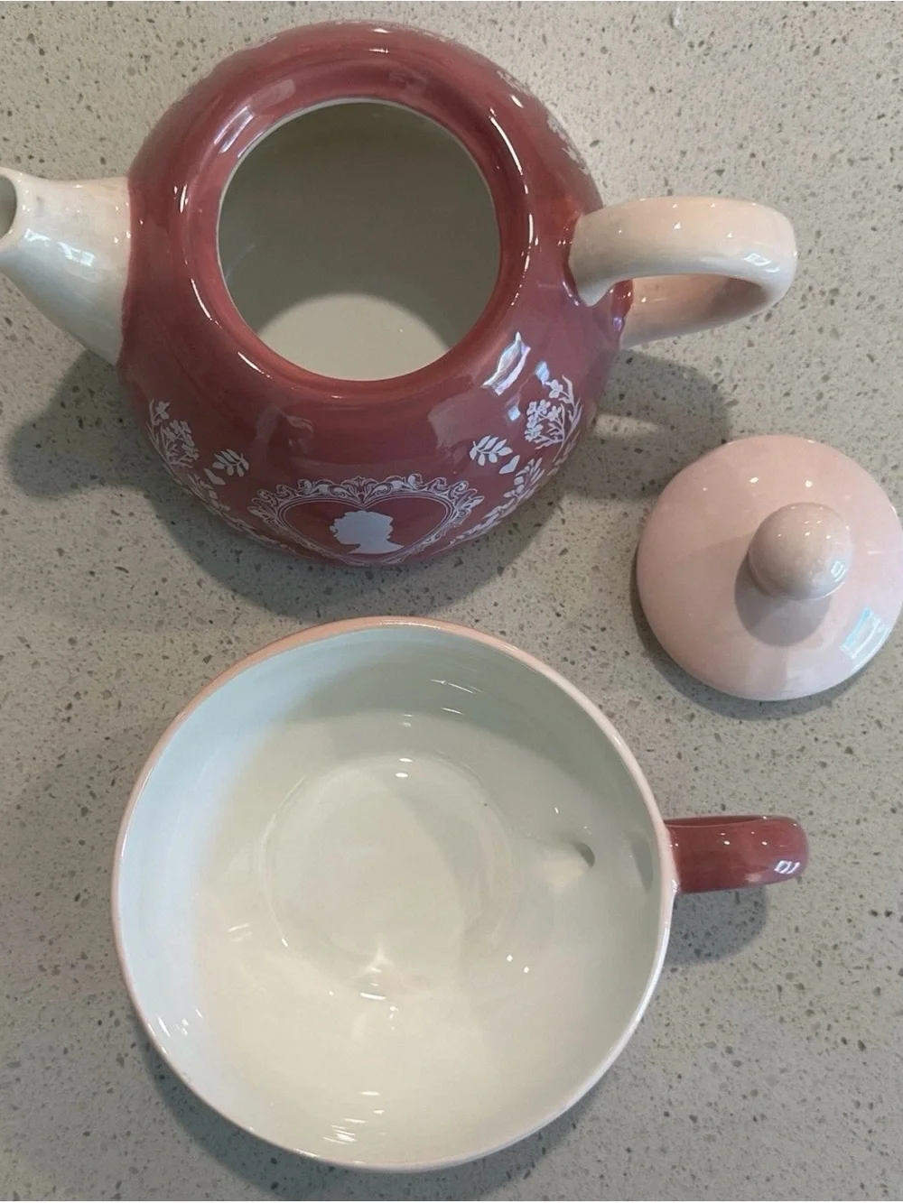 Netflix Bridgerton Pink and White Heart Silhouette Teapot